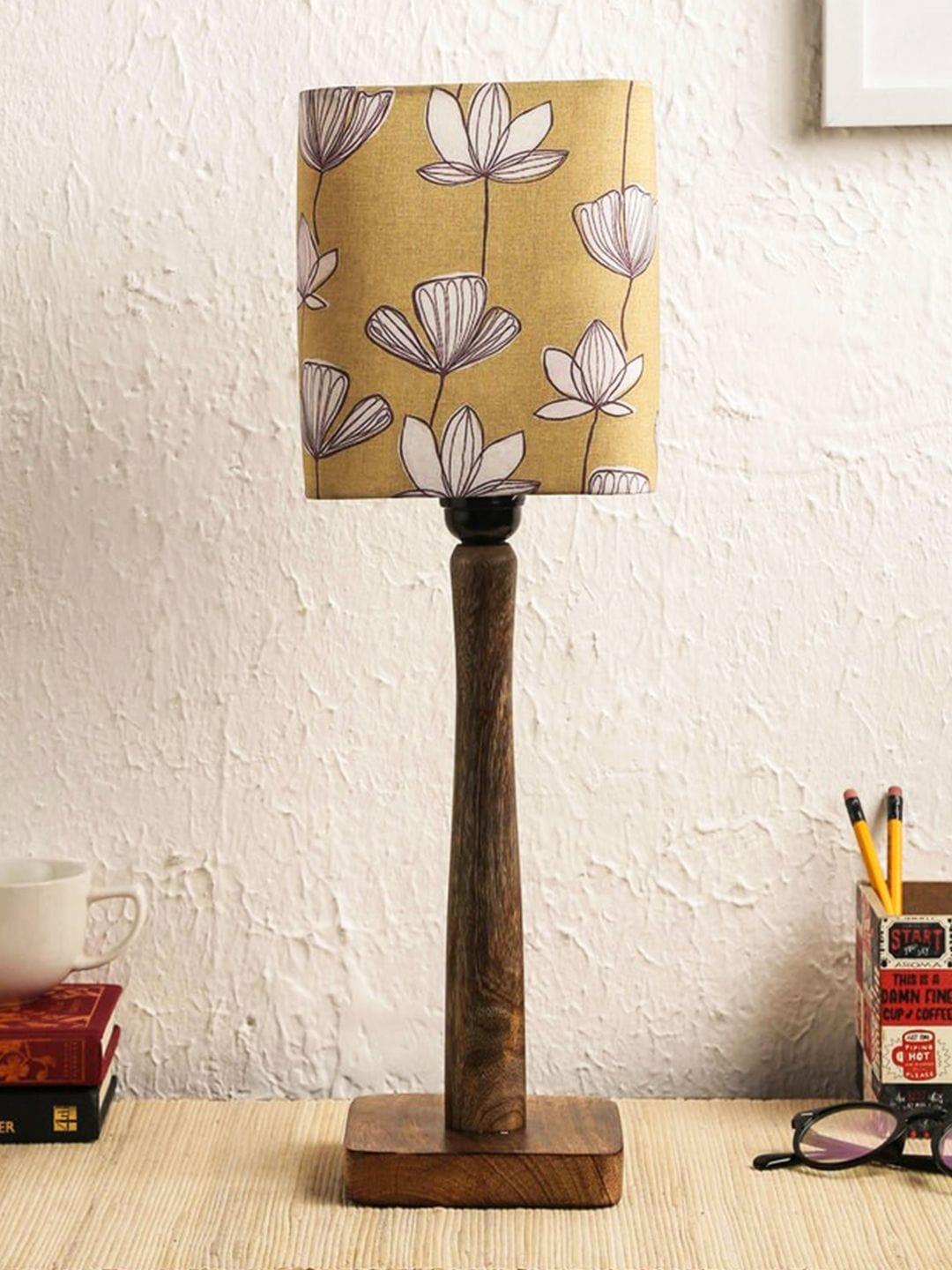 Mustard Flora Wooden Lamp - Ouch Cart 