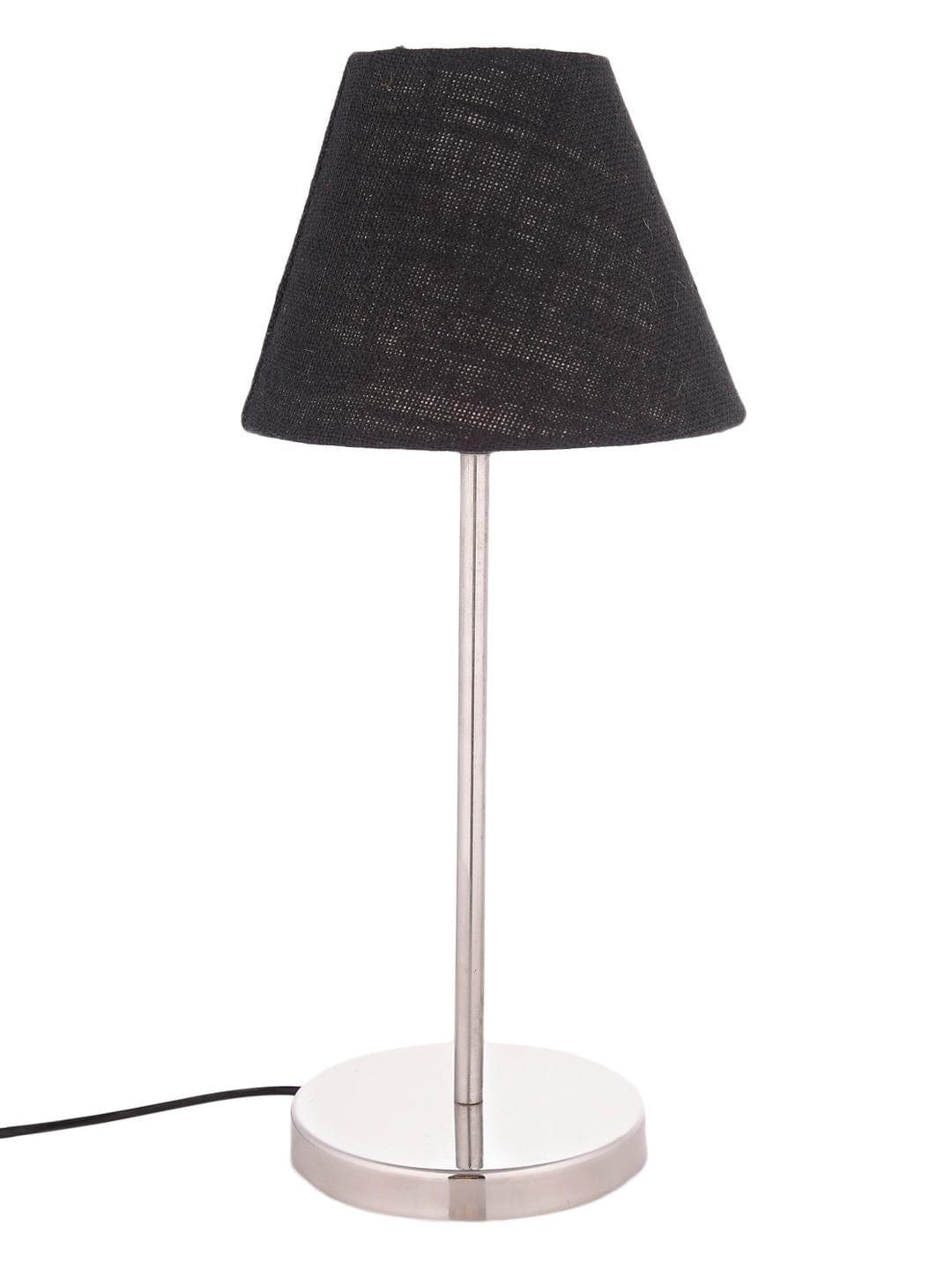 Metal Table Lamp with Black Jute Shade - Ouch Cart 