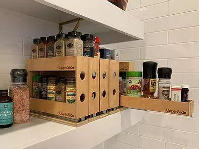 Sliding Kitchen Wooden Spice/Condiment Rack One Slide With 28 Bottles ( With Complementary Coaster ) By Miza