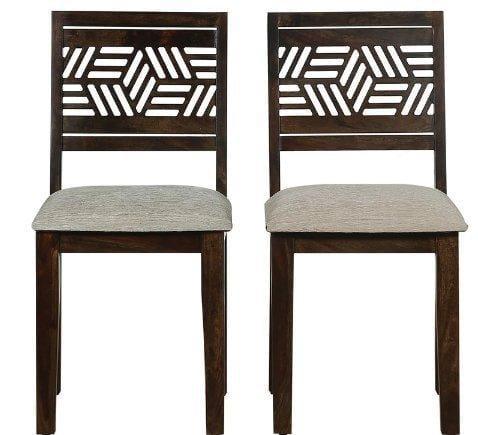 Wooden Aptitude Arm Solid Wood Cushioned Dining Chair Set of 2 PCs - Ouch Cart 