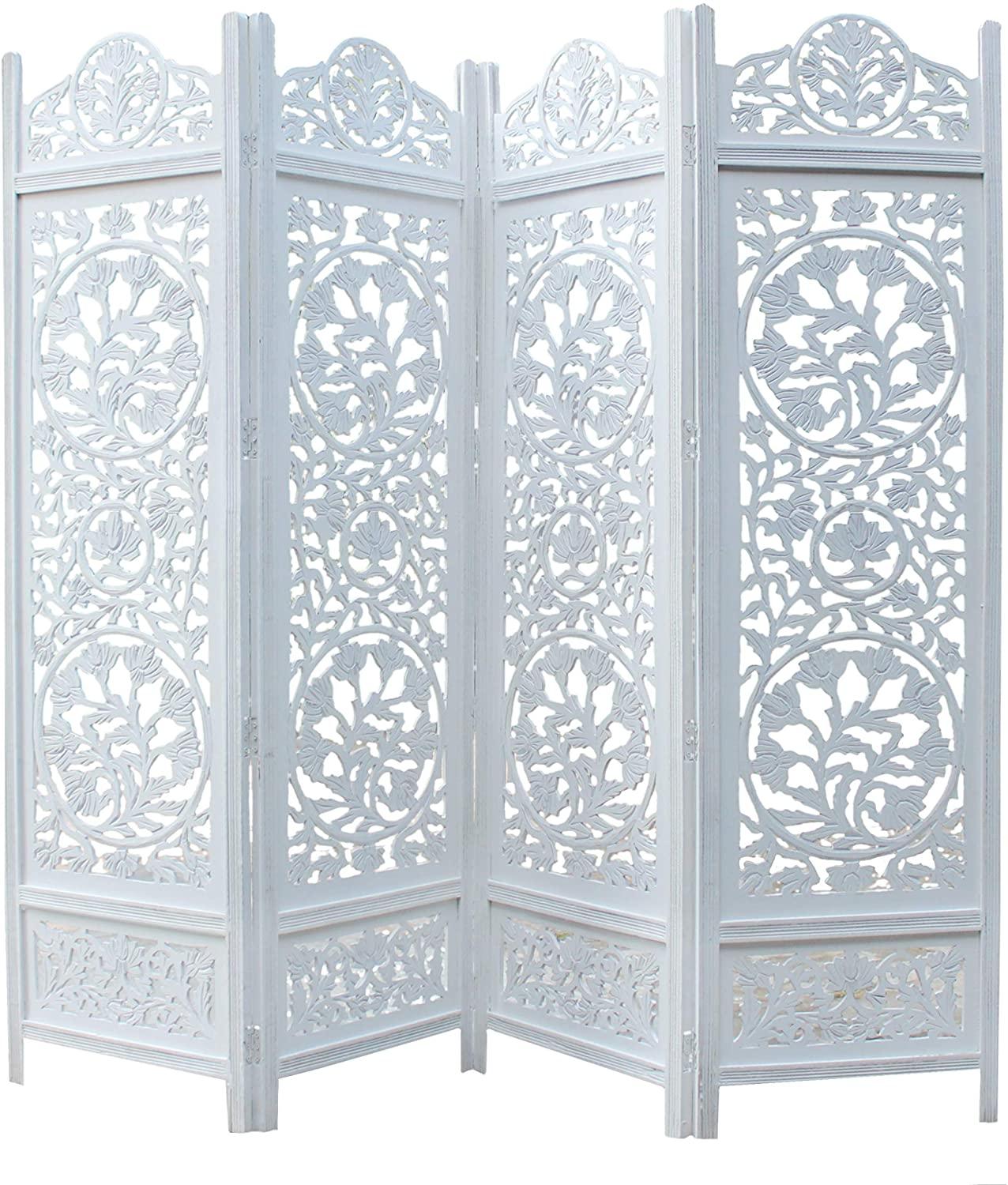 4 Panel Wooden Partition for Living Room & Office in White Colour