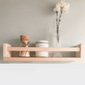 Wooden Wall Shelf For Bathroom Accessories / Kitchen Spice/ Use as Cosmetics Rack ( With Complementary Coaster ) By Miza -1 Pc