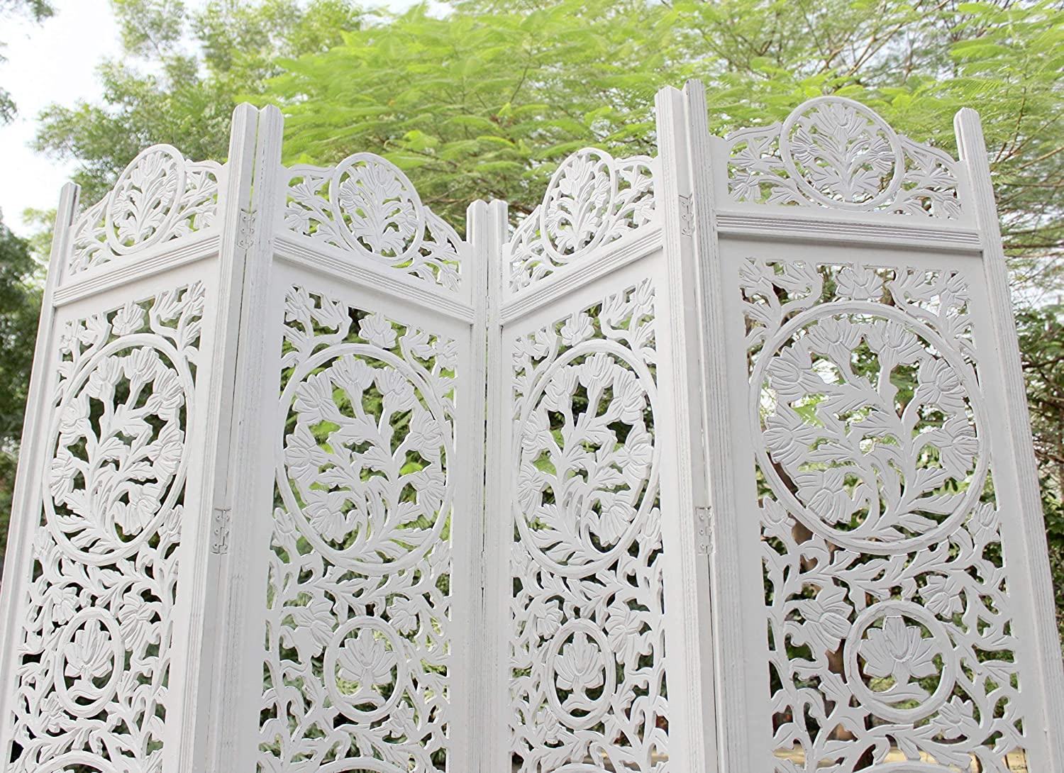 4 Panel Wooden Partition for Living Room & Office in White Colour