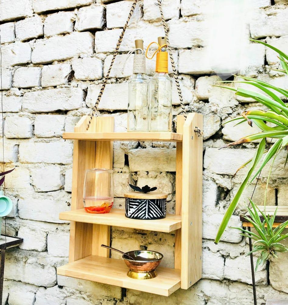 Suspended Shelf With Rope For Home/Office ( With Complementary Coaster ) By Miza. - Ouch Cart 