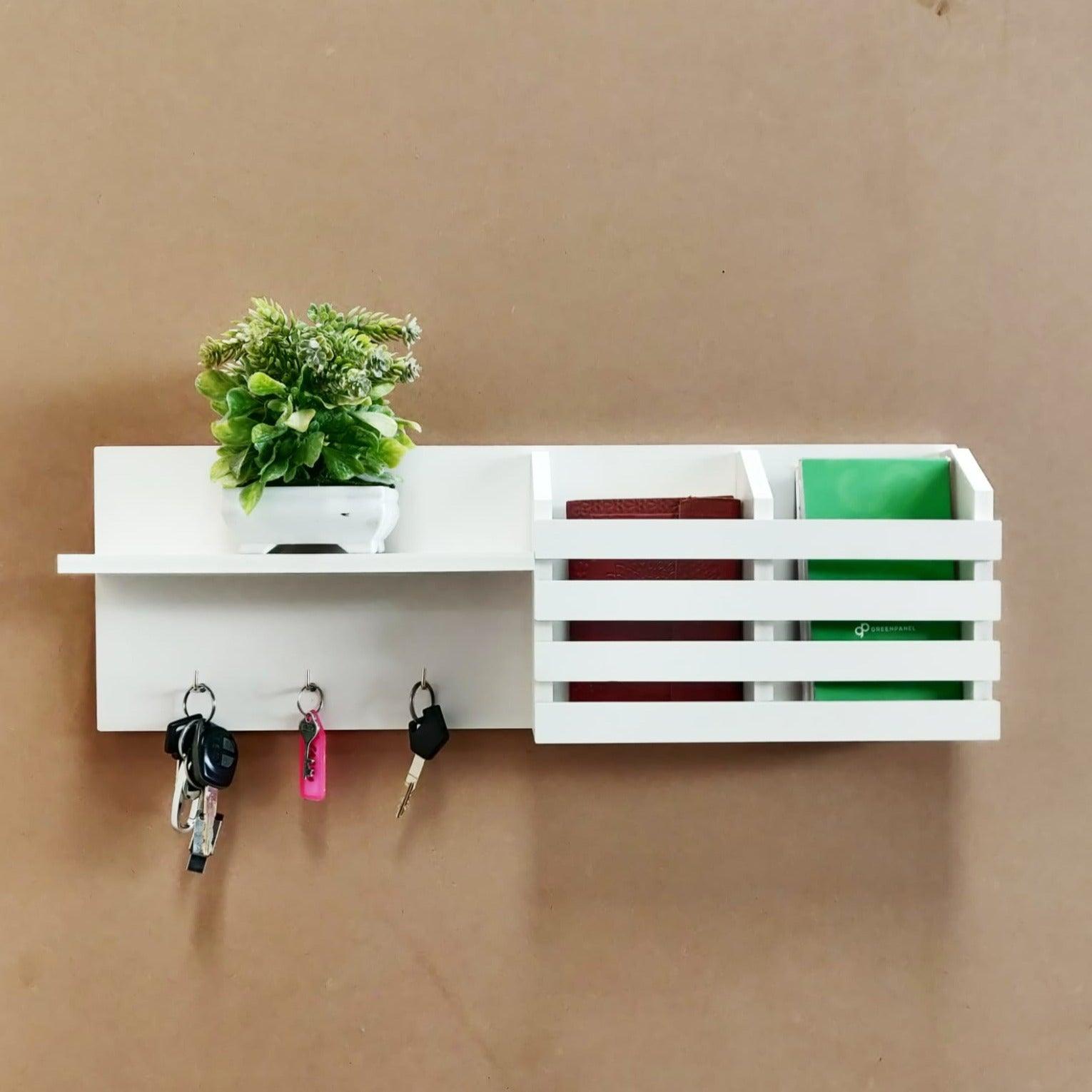 White Utility Shelf In PVC with Pocket and Hanging Hooks By Miza - Ouch Cart 