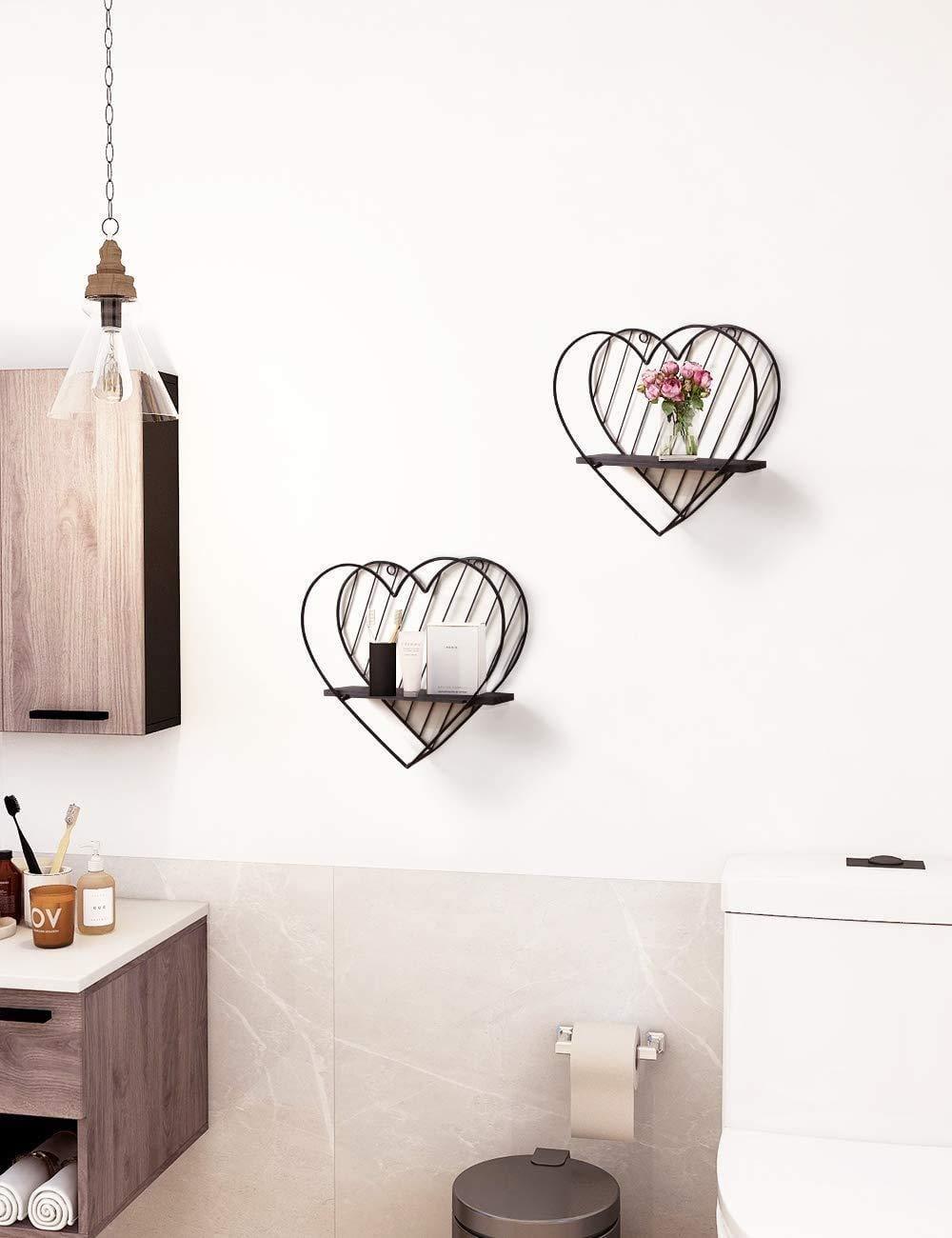 Wall Shelf Metal Floating Shelves Heart Design - Ouch Cart 