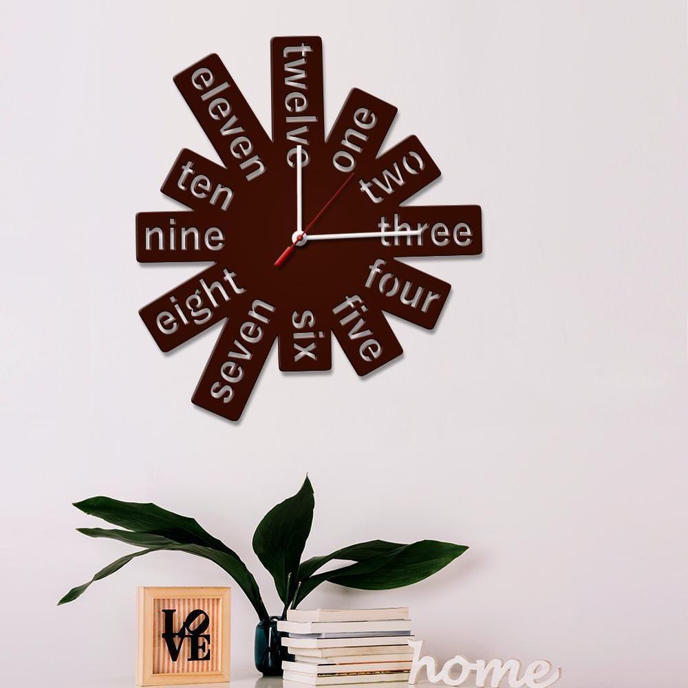 Fancy Wooden Numbers Shape Wall Clock - Ouch Cart 