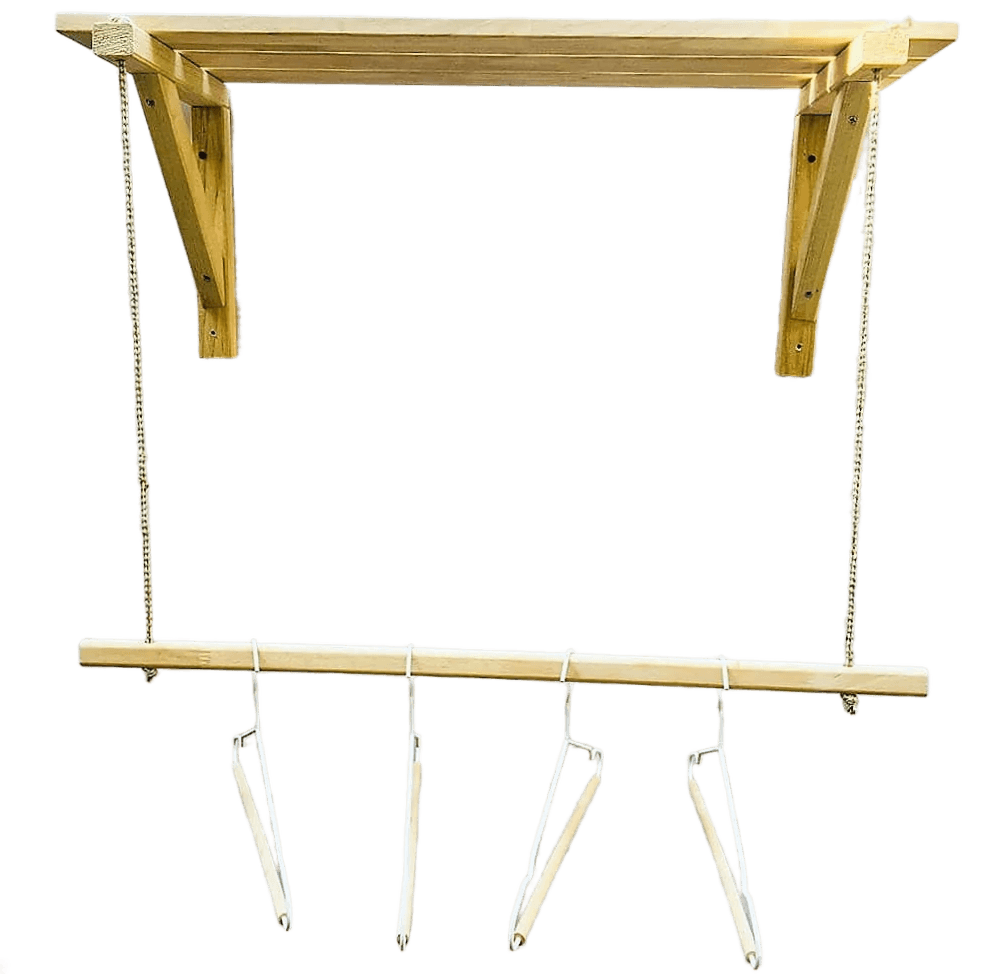 Wooden Bracket Shelf With Hanging Rope/Timber Clothes Rack ( With Complementary Coaster ) By Miza