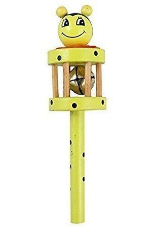 Newborn Infant Baby Wooden Rattle with Bells Musical Instrument - Ouch Cart 