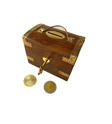 Wooden Money Bank Box Shape - Ouch Cart 