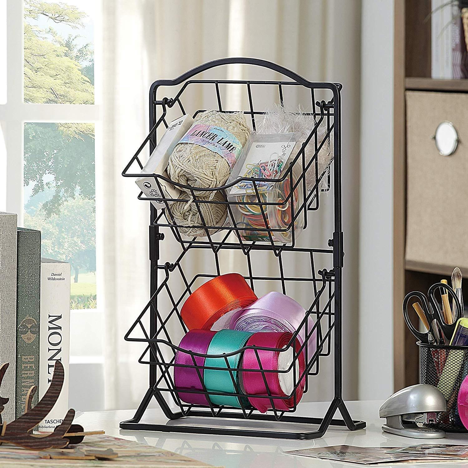 Iron Storage Basket with 2 Tiers - Ouch Cart 