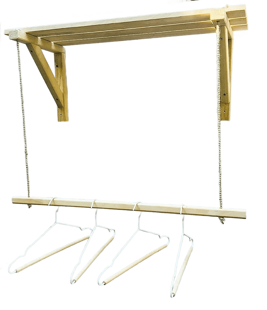 Wooden Bracket Shelf With Hanging Rope/Timber Clothes Rack ( With Complementary Coaster ) By Miza - Ouch Cart 