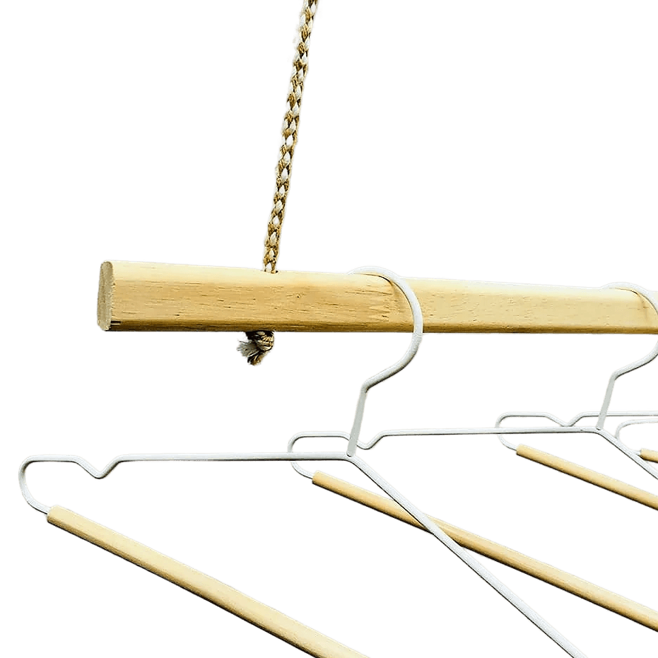 Wooden Bracket Shelf With Hanging Rope/Timber Clothes Rack ( With Complementary Coaster ) By Miza