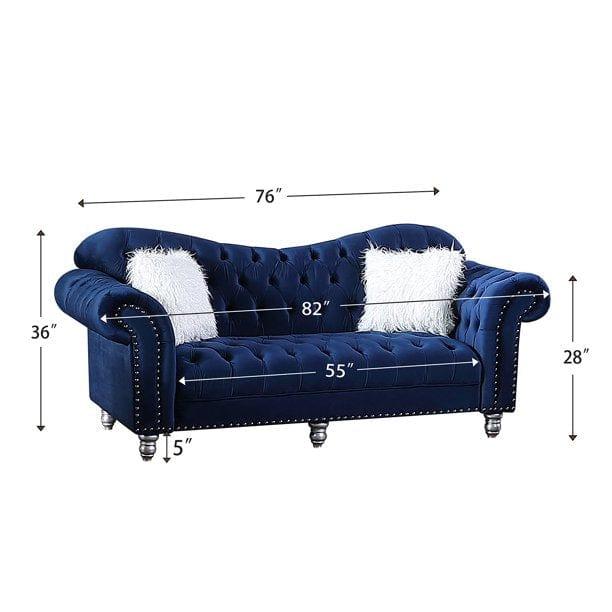 Luxury Classic America Chesterfield Tufted Camel Back Armchair Living Room Sofa, Blue