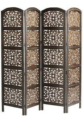 Wooden Partitions - Wood Room Divider Partition for Living Room 4 Panels - Room Separators Screen Panel for Home & Kitchen to be Placed in Zig-Zag - Ouch Cart 