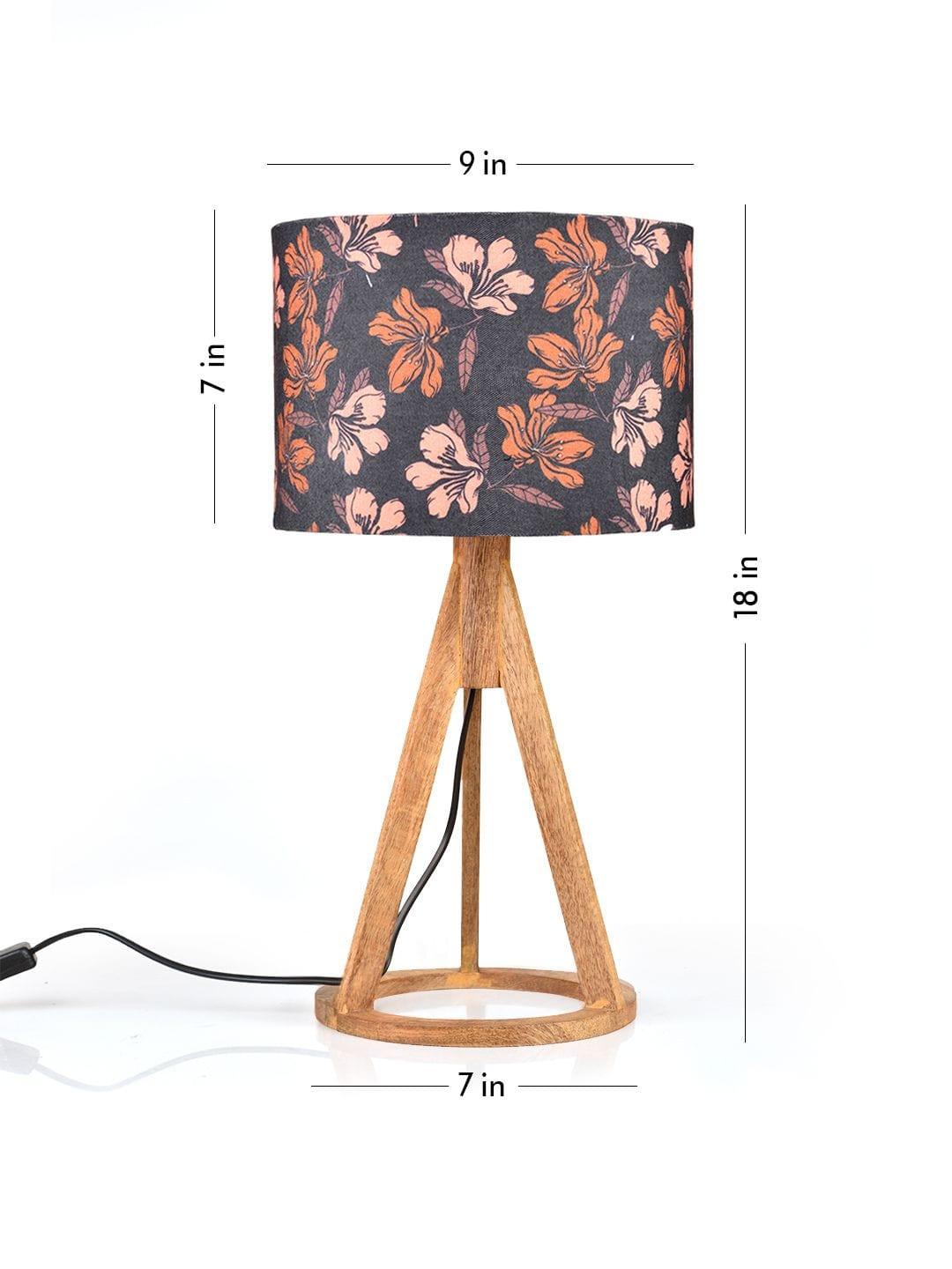 Black Flower Trio Wooden Lamp - Ouch Cart 