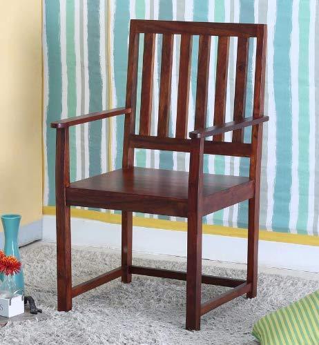 Handmade Pure Sheesham Wood Standard Size Study Arm Chair in Honey Finishing - Ouch Cart 