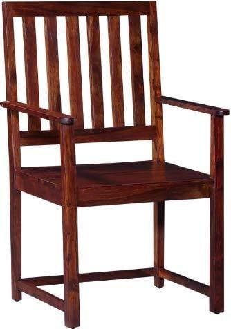 Handmade Pure Sheesham Wood Standard Size Study Arm Chair in Honey Finishing - Ouch Cart 