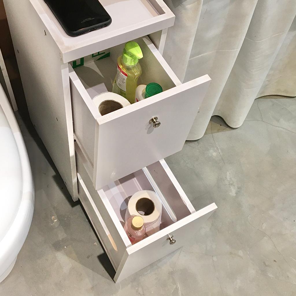 Waterproof PVC Bathroom WC Side Storage Cabinet Racks With Drawer By With Free Soap Dish Miza - Ouch Cart 