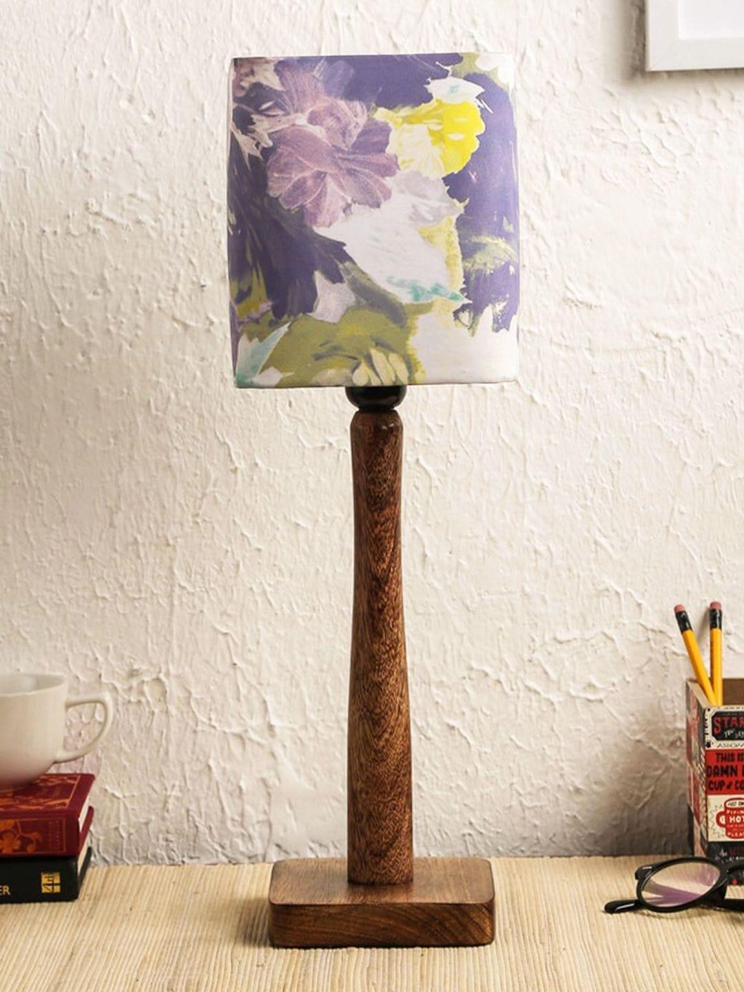 Purple Flowers Wooden Lamp - Ouch Cart 