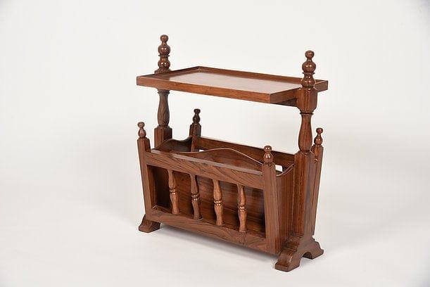 Teak Wood Paurvi Table Cum Magazine Holder - Ouch Cart 