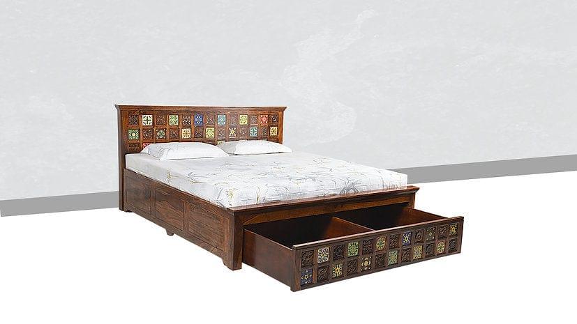 Sheesham Wood Ronak King Bed - Ouch Cart 