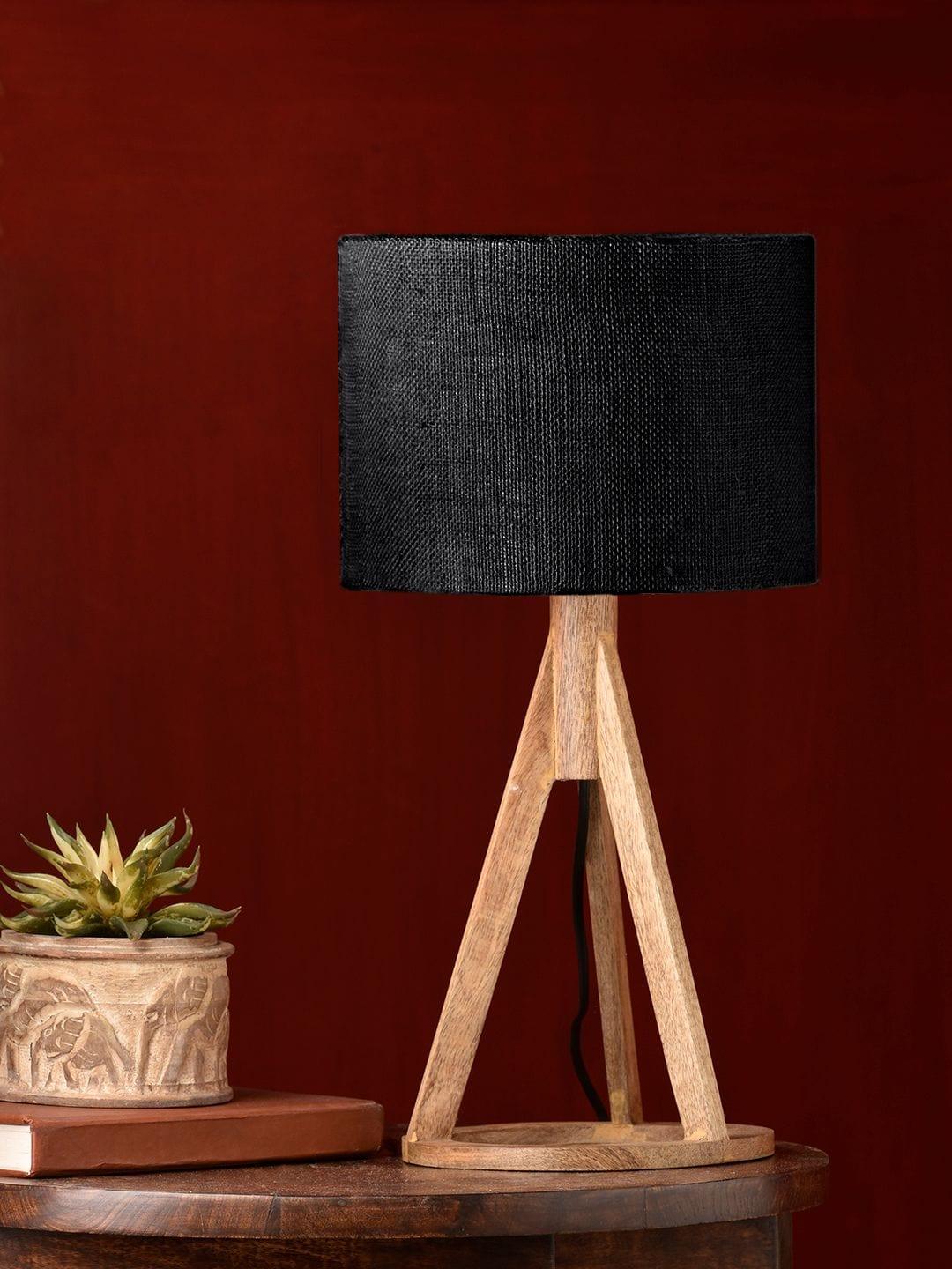 Jute Black Trio Wooden Lamp - Ouch Cart 