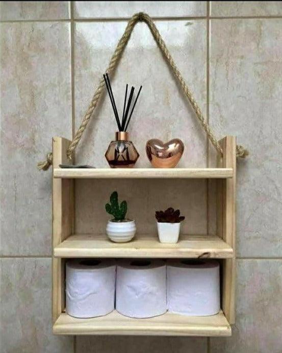 Suspended Shelf With Rope For Home/Office ( With Complementary Coaster ) By Miza. - Ouch Cart 