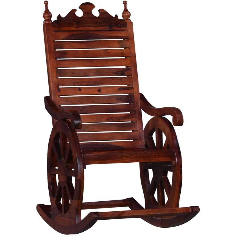 Harold Solid Wood Rocking Chair In Honey Oak Finish - Ouch Cart 