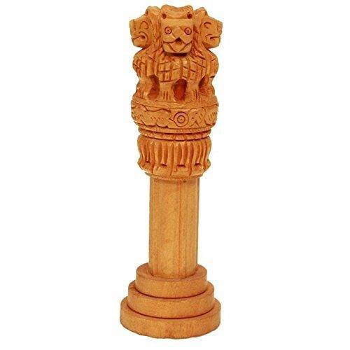 Wooden Ashoka Pillar Handmade Indian Emblem - Ouch Cart 