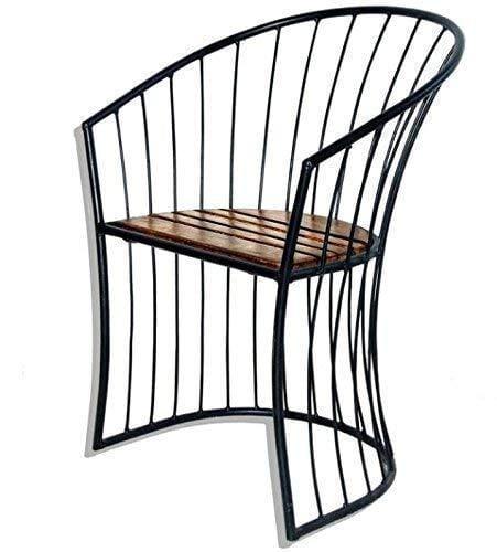 Beautiful Wooden & Wrought Iron Living Room Chair - Ouch Cart 