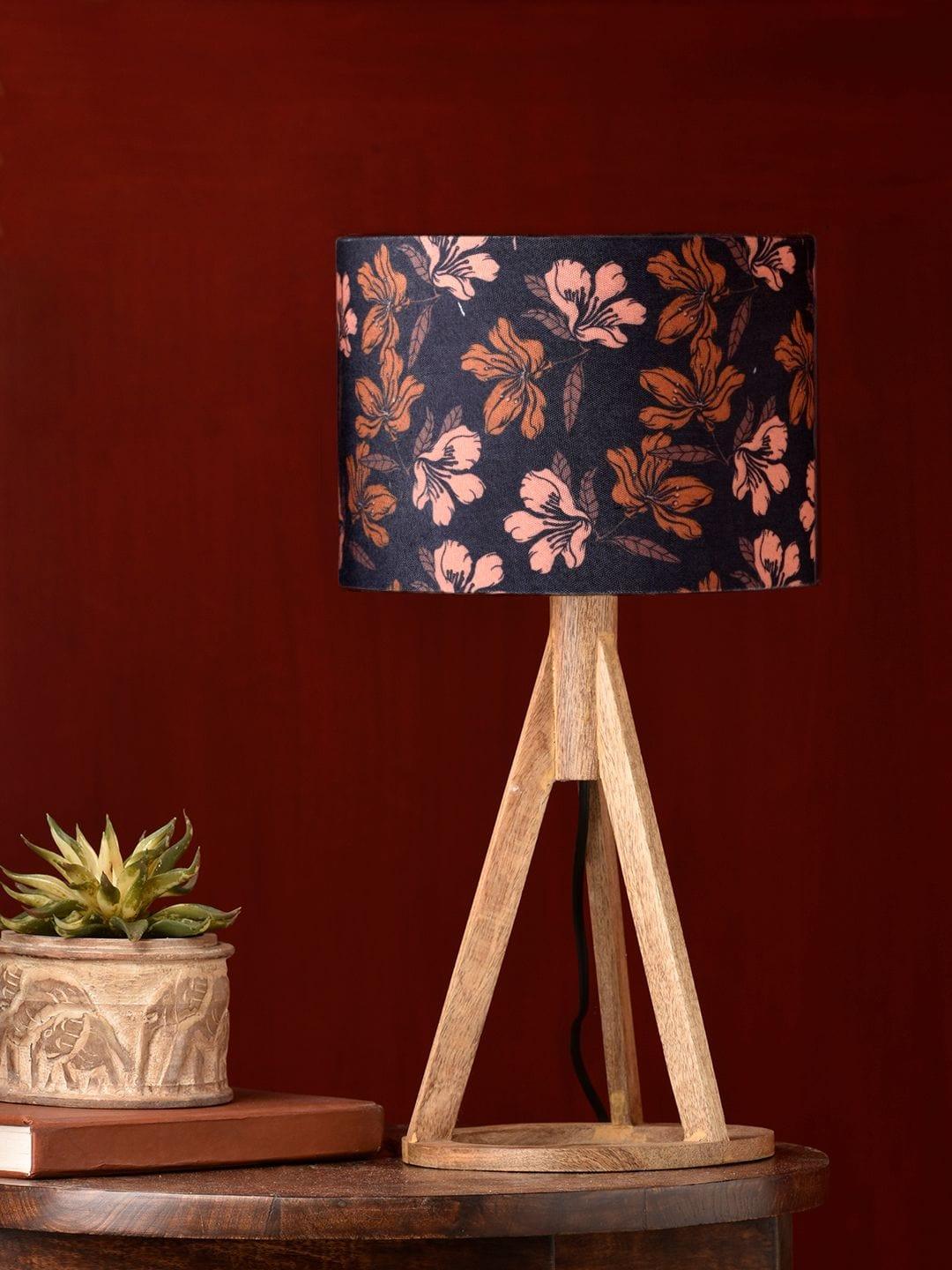 Black Flower Trio Wooden Lamp - Ouch Cart 