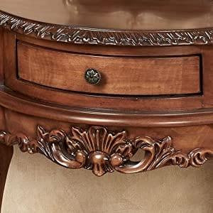 Natural Cherry Classic Wooden Console Table -Victorian Style - Decorative Regal Furniture - Half Circle Moon Shape - Ouch Cart 