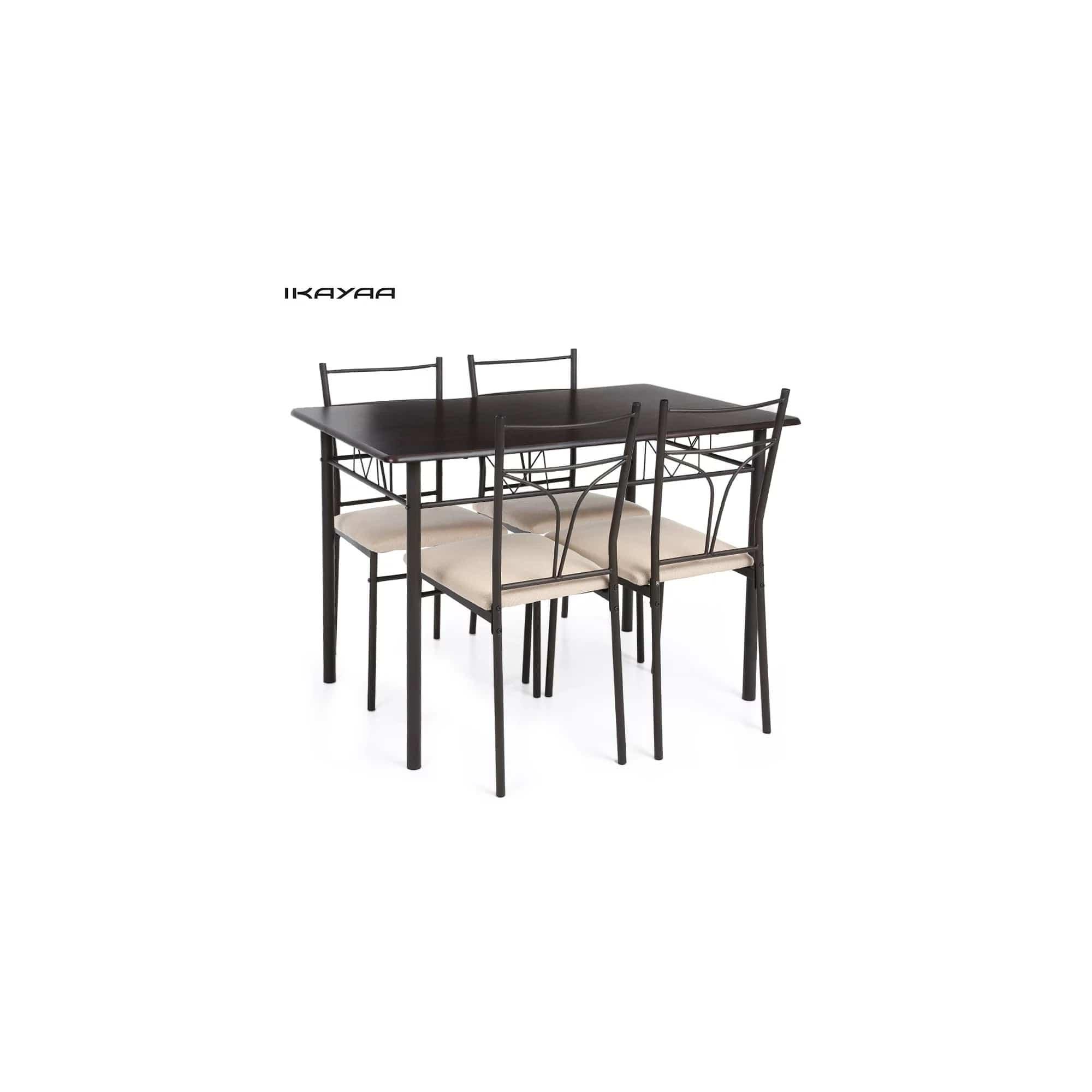 5-Pieces Modern Metal Frame Dining Kitchen Table Chairs Set for 4 Person Kitchen Furniture