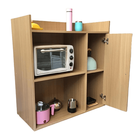 Microwave Storage Cabinet With Panel Door In Natural Wood By Miza - Ouch Cart 