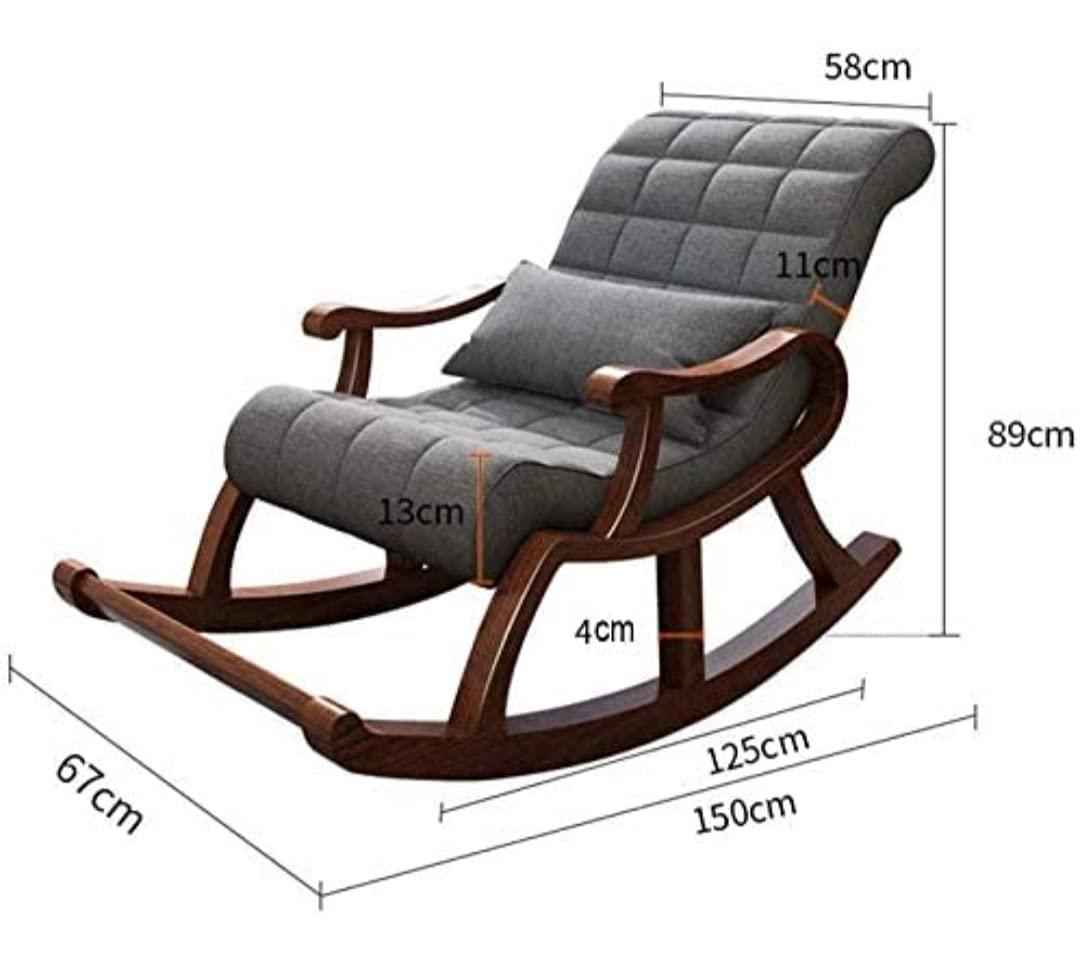 Handcrafted Teak Wood Modern Ergonomic Rocking Chair (Black)