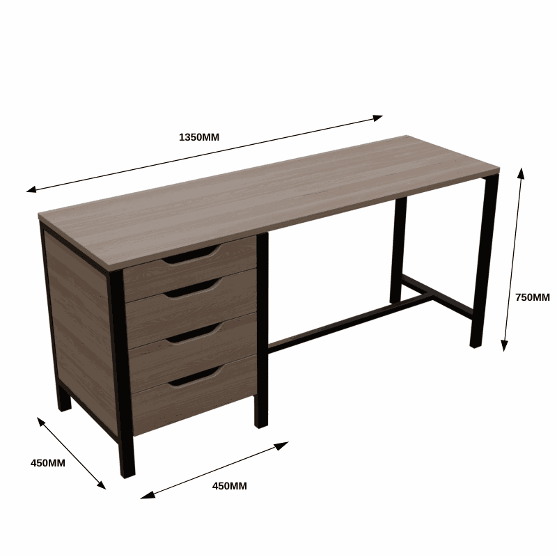 Gayle Study Table with Drawers in Brown Colour - Ouch Cart 