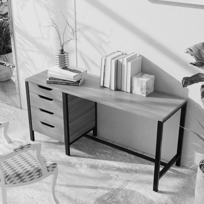 Gayle Study Table with Drawers in White Colour - Ouch Cart 