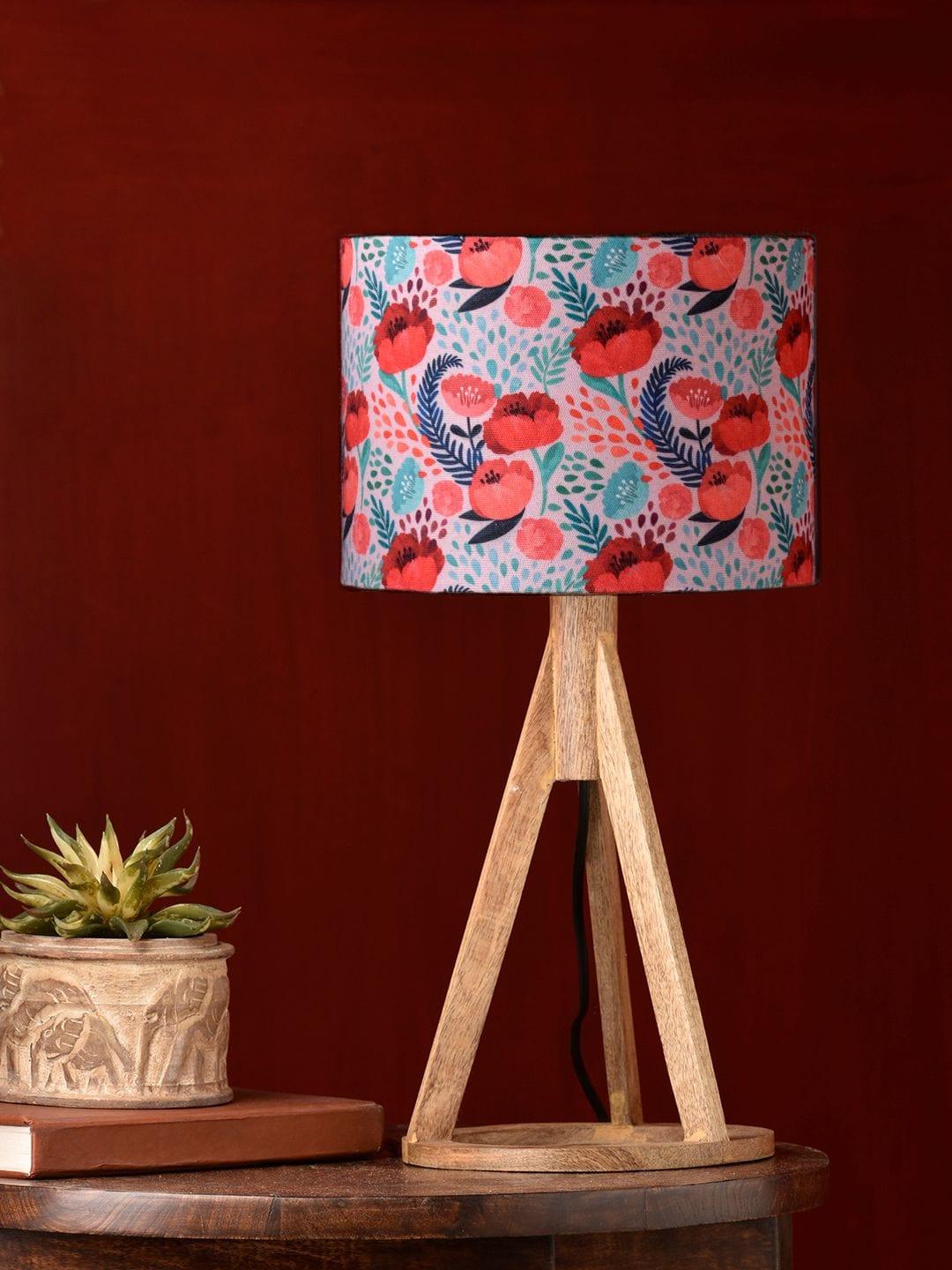 Red Roses Trio Wooden Lamp - Ouch Cart 