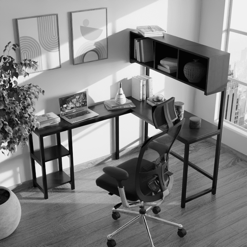 Hutch Workstation in Brown Color - Ouch Cart 