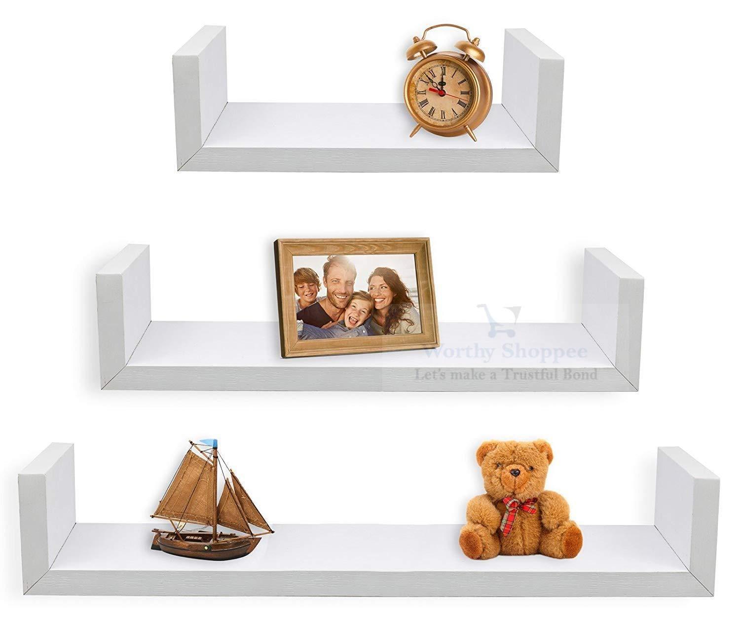 Wooden Set of 3 Floating U Shelves - Ouch Cart 