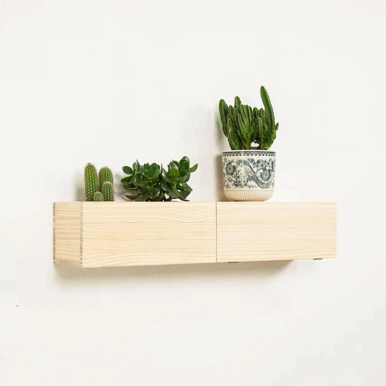 Wooden Wall Floating Modern Shelf/Wall Mounted Planter Shelf Storage ( With Complementary Coaster ) By Miza - Ouch Cart 