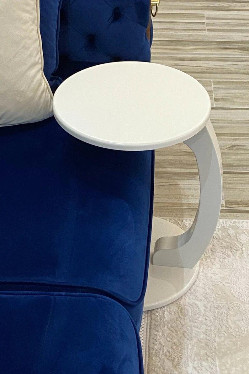 C Shaped End Table,Round C Table, Snack Side Table, C Shaped End Table for Sofa and Bed Side, Round Side Tables Living Room & Bedroom - Ouch Cart 