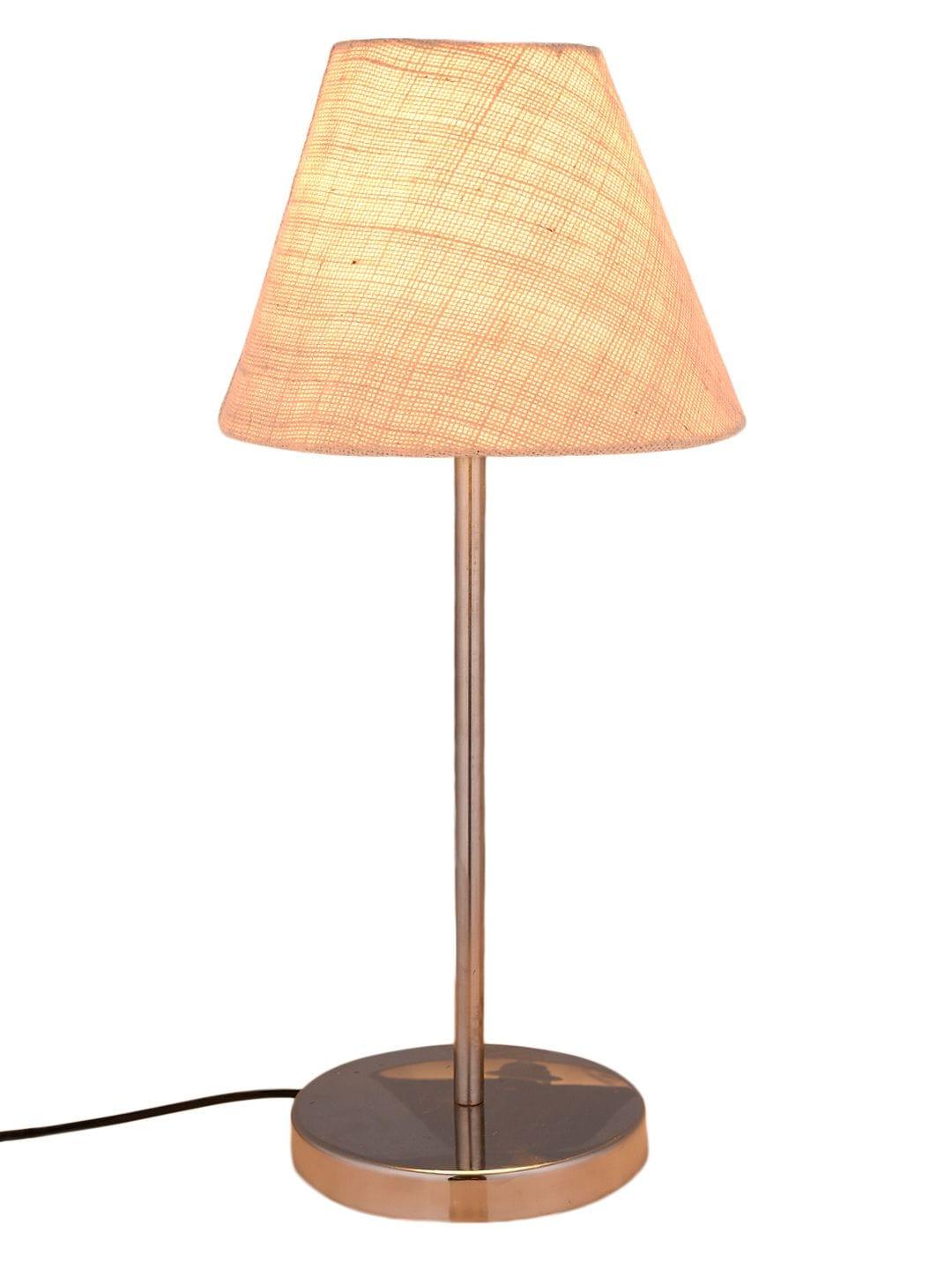 Metal Table Lamp with White Jute Shade