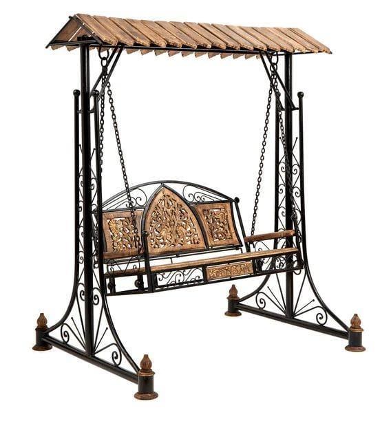 Wooden & Iron Garden, Balcony Swing, Hammock, Jhula, Cradle Decorative Jhula - Ouch Cart 