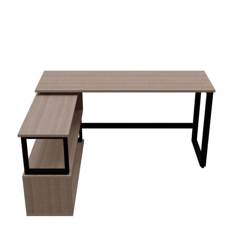 L Shaped Executive Desk with Storage Design in Wooden Color - Ouch Cart 