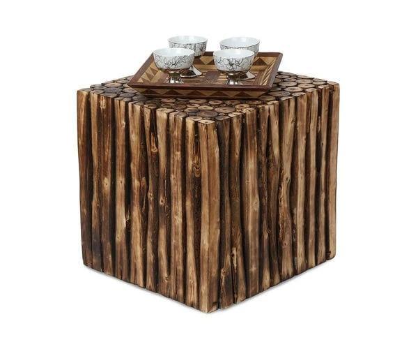 Wooden Square Coffee Table With 4 Stool - Ouch Cart 