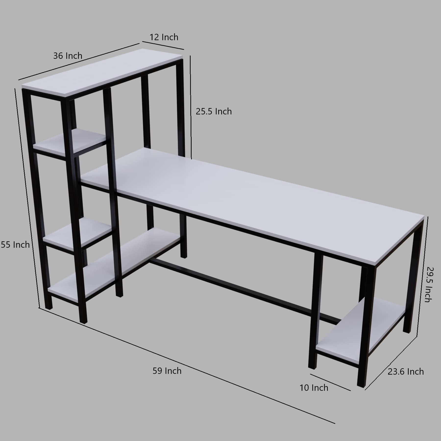 Mallium Study Table with Storage Design in White Finish - Ouch Cart 