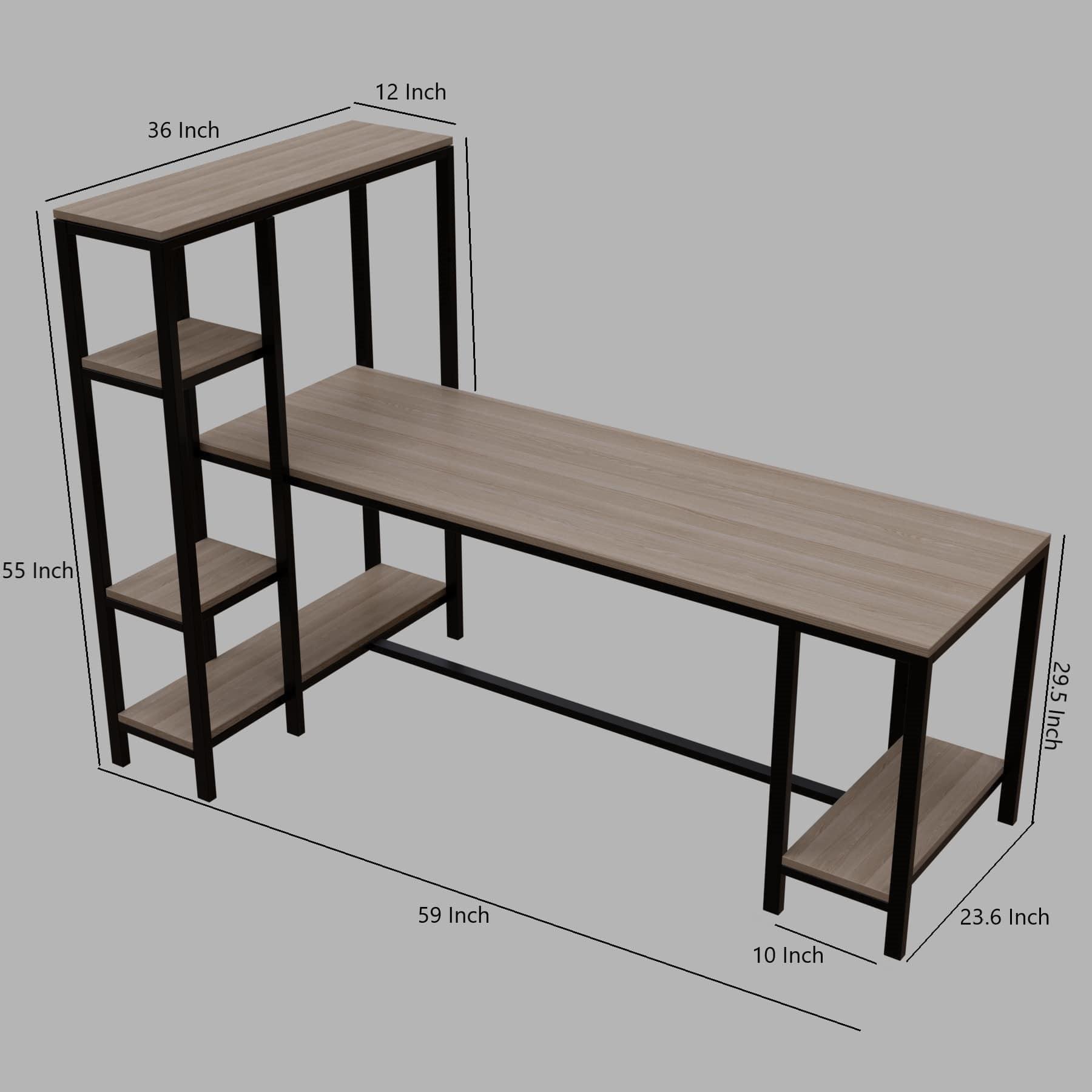 Mallium Study Table with Storage Design in Wenge Finish - Ouch Cart 