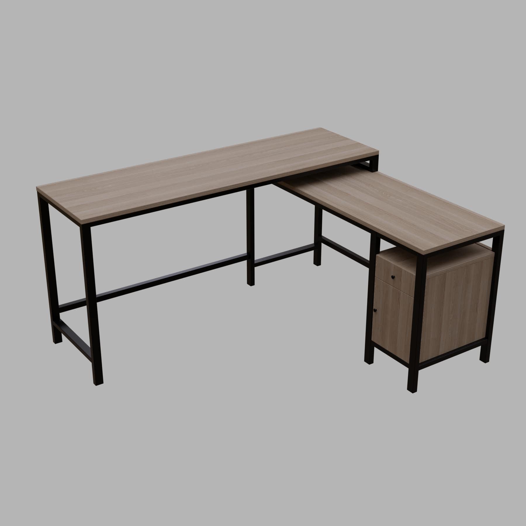 Maru l shaped Executive Desk with storage Design in wenge finish - Ouch Cart 